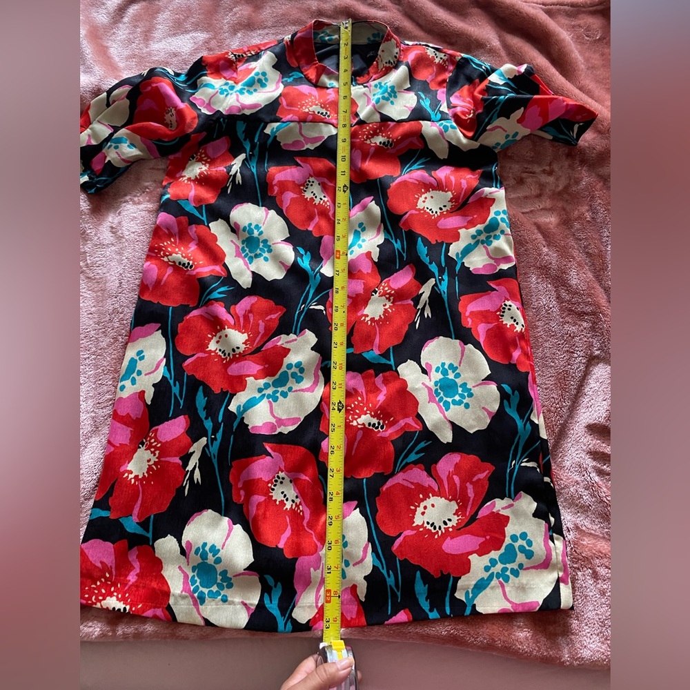 Zara Red Pink Black Dress Size Medium M - Picture 5 of 7